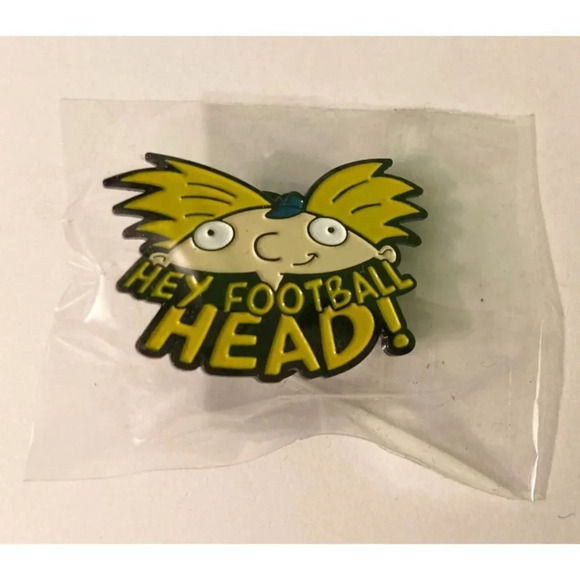 Hey Arnold  Cartoon Enamel Metal Pin Double Rubber Backing Footall Head - Picture 1 of 8